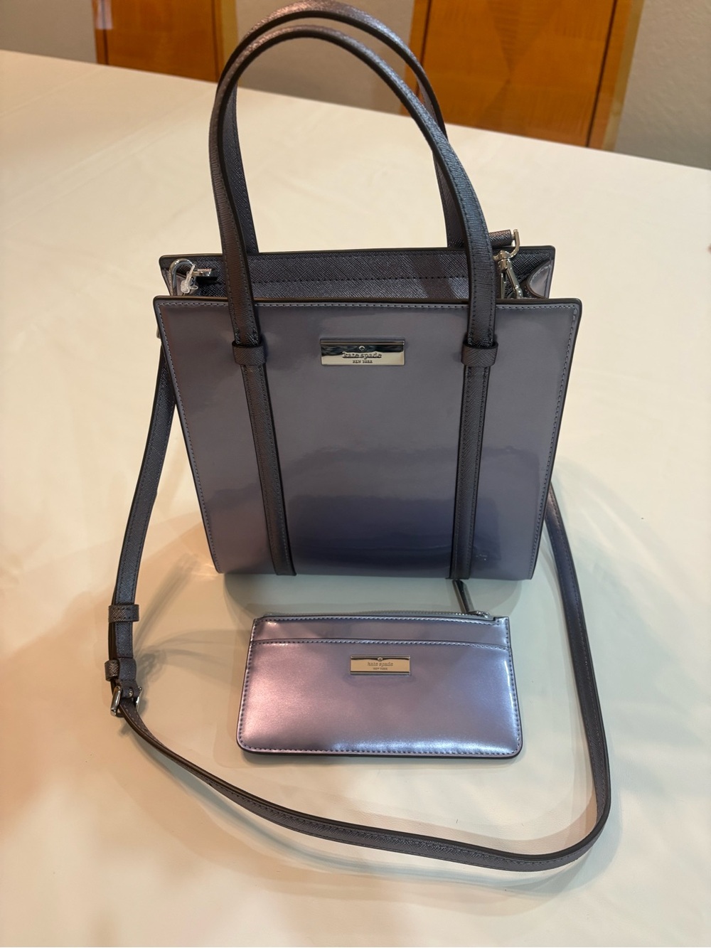 Kate Spade Kenzie Candied Flower Patent Tote + Wallet Set NWT!